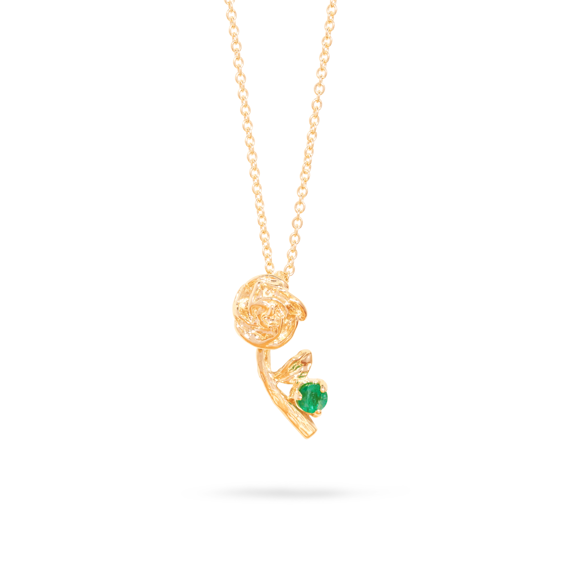 Stone and Strand 10K Yellow Gold Rose Charm With Garnet Necklace Front Image
