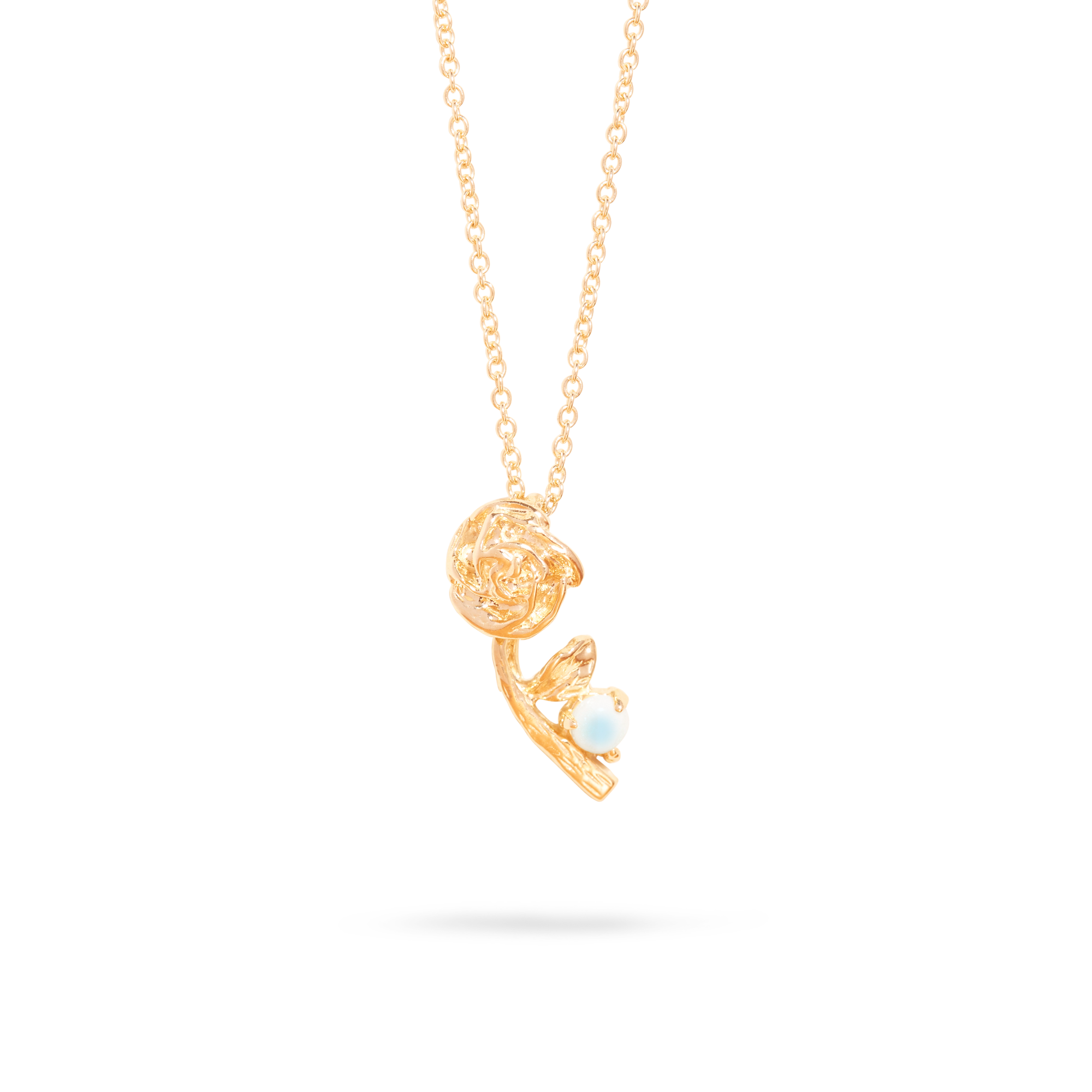 Rose Charm With Birthstone Necklace | Opal