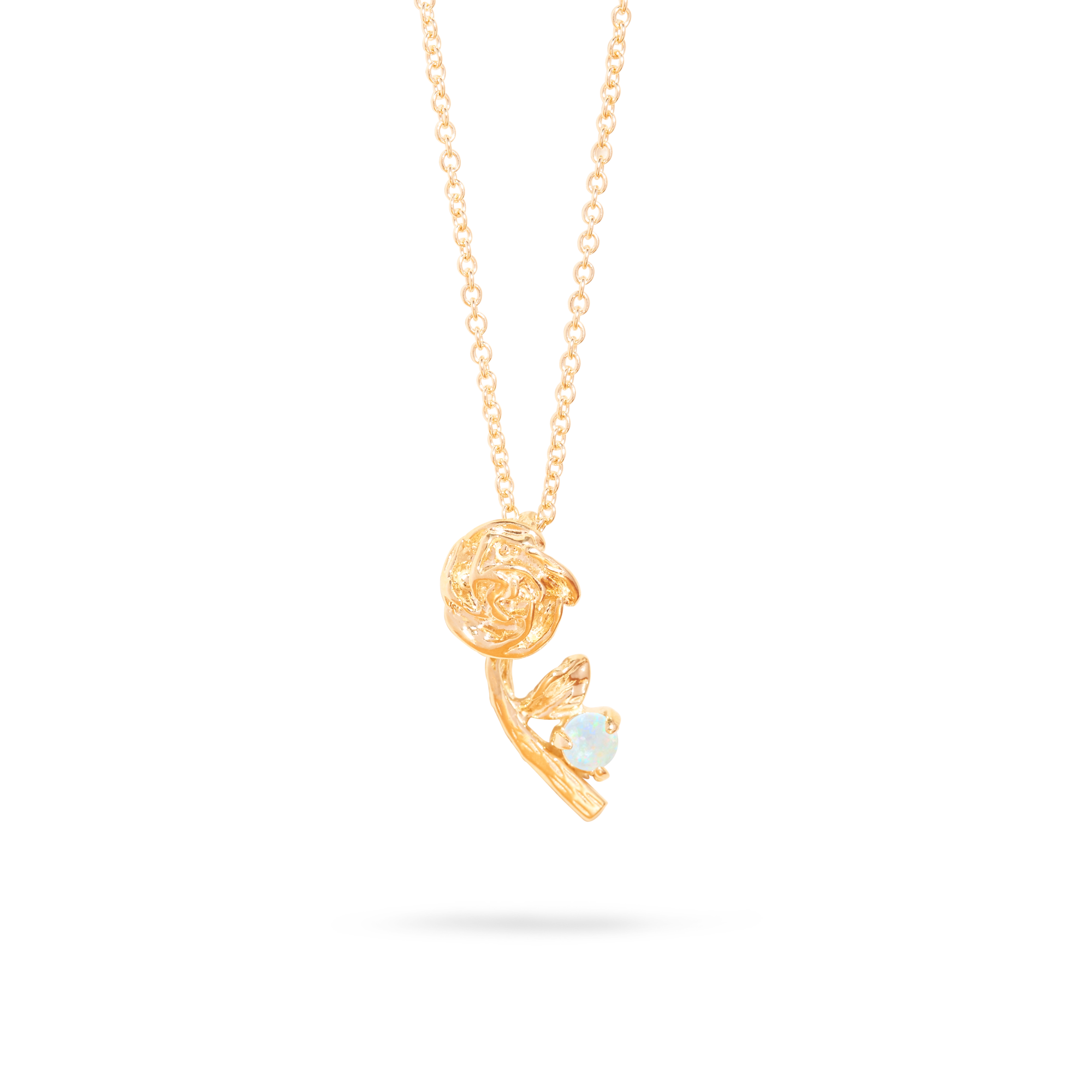 Stone and Strand 10K Yellow Gold Rose Charm With Peridot Necklace Front Image