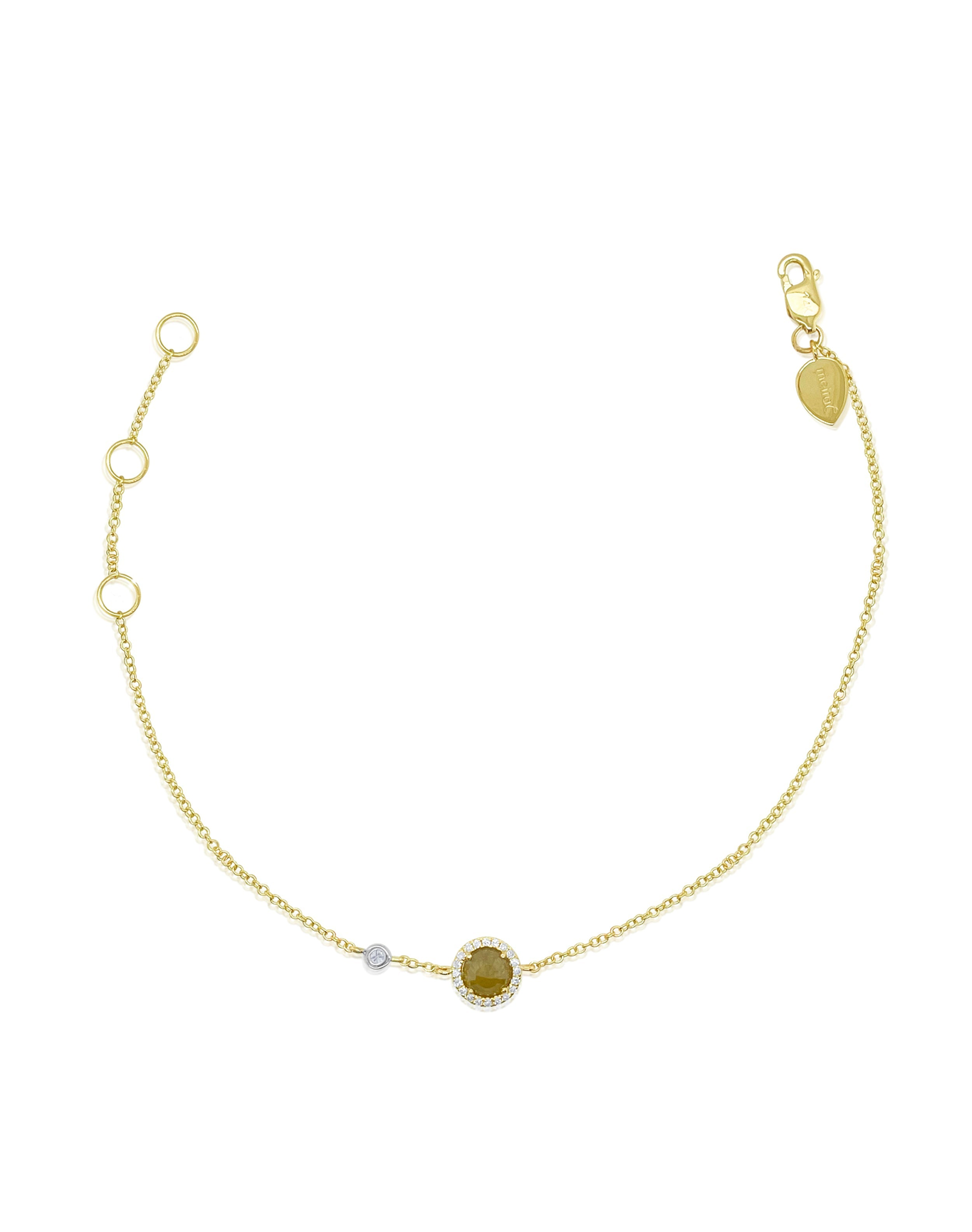 Rough Diamond and Diamond Bezel Bracelet | Yellow Gold