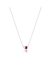 Ruby and Illusion Pear Lab Grown Necklace | White Gold