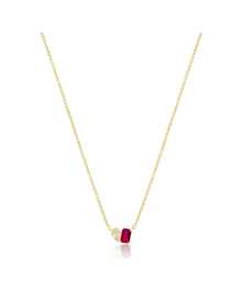 Ruby and Illusion Pear Lab Grown Necklace | 14kt Yellow Gold