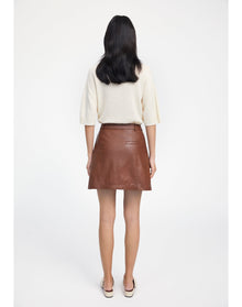 Rudens | Leather Mini Skirt | Chocolate