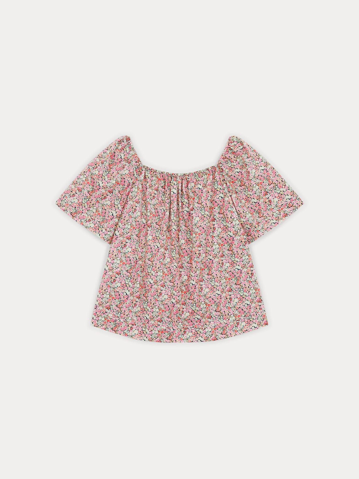 Women | Blouse In Exclusive Floral Liberty Fabric With Short Flared Sleeves | Corail