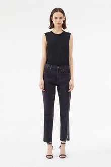 Zippered Denim Pant | Black