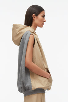 NY Lover Reversible Sleeveless Hoodie | Medium Heather Grey/Khaki