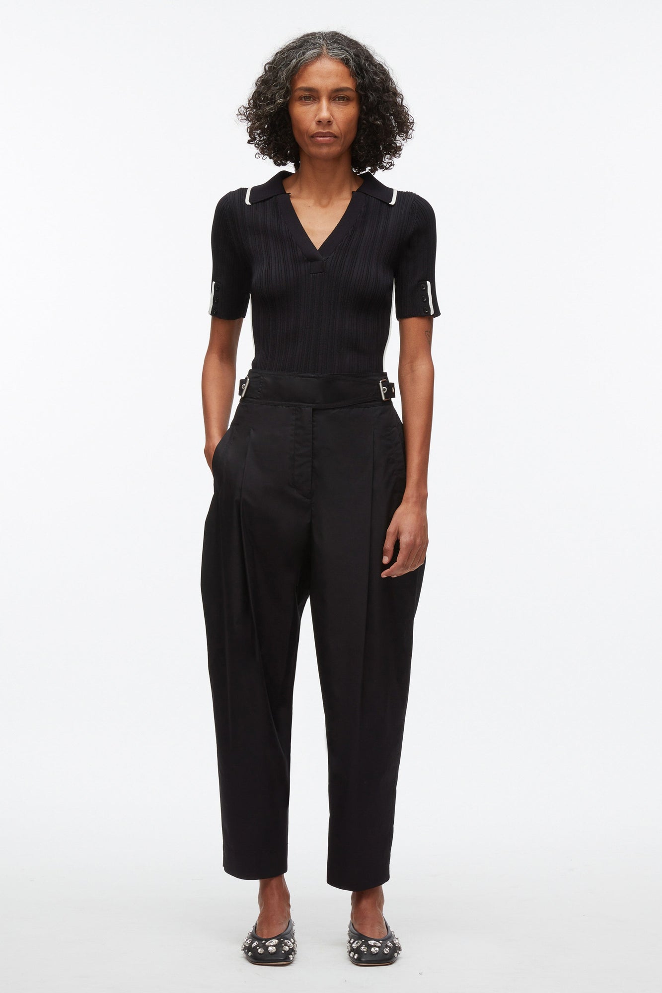 Buckle Waistband Trouser | Black