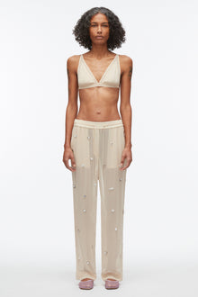 Halo Embroidered Chiffon Pant | Champagne