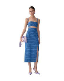 Thin Strap Bustier Cropped Top | Light Blue