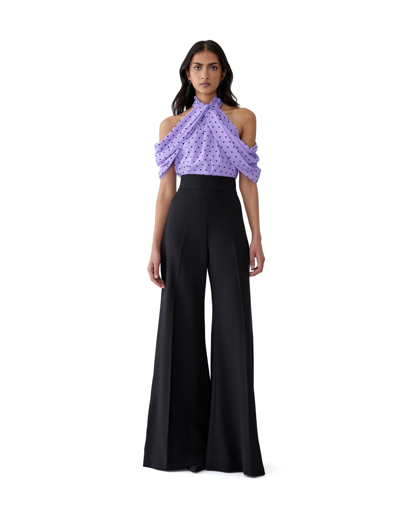 Halter Neck Draped Off Shoulder Top | Violeta Multi