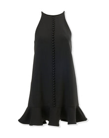 Sleeveless Halter Neck Mini Dress With Ruffle Hem | Black