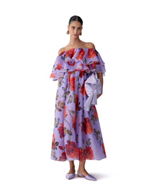 Off Shoulder Ruffle Midi Dress | Violeta Multi