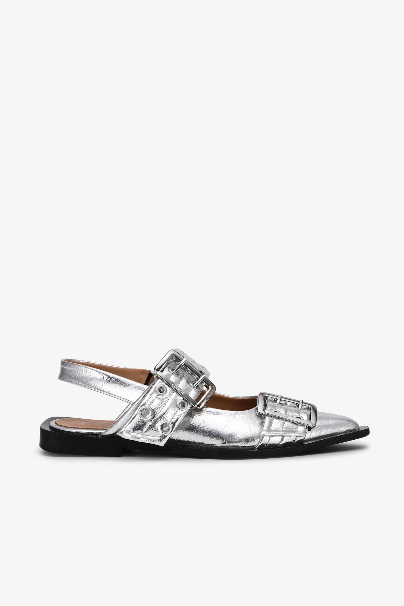 Feminine Buckle Ballerina Metallic | Silver