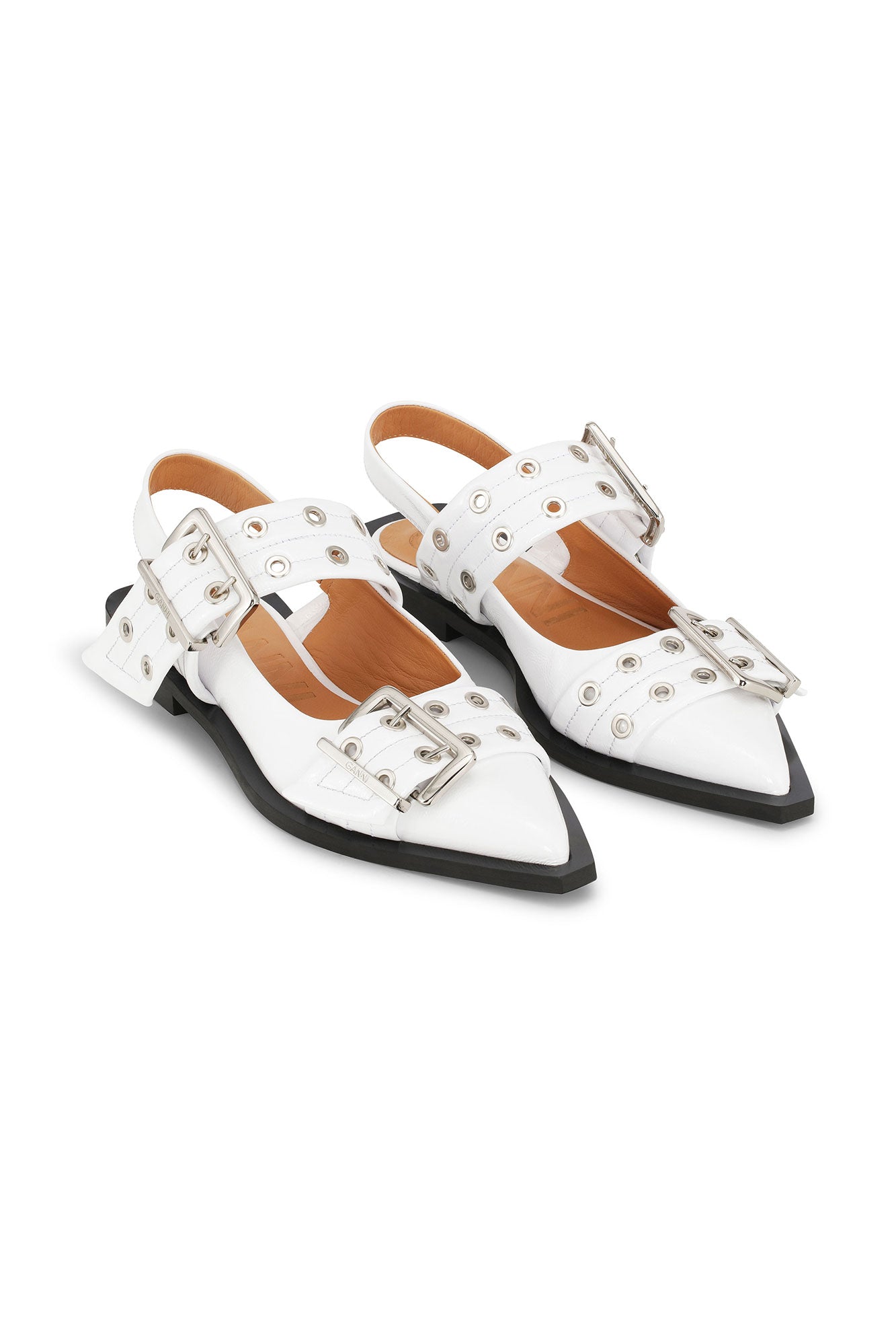Feminine Buckle Ballerinas in Ivory | Egret