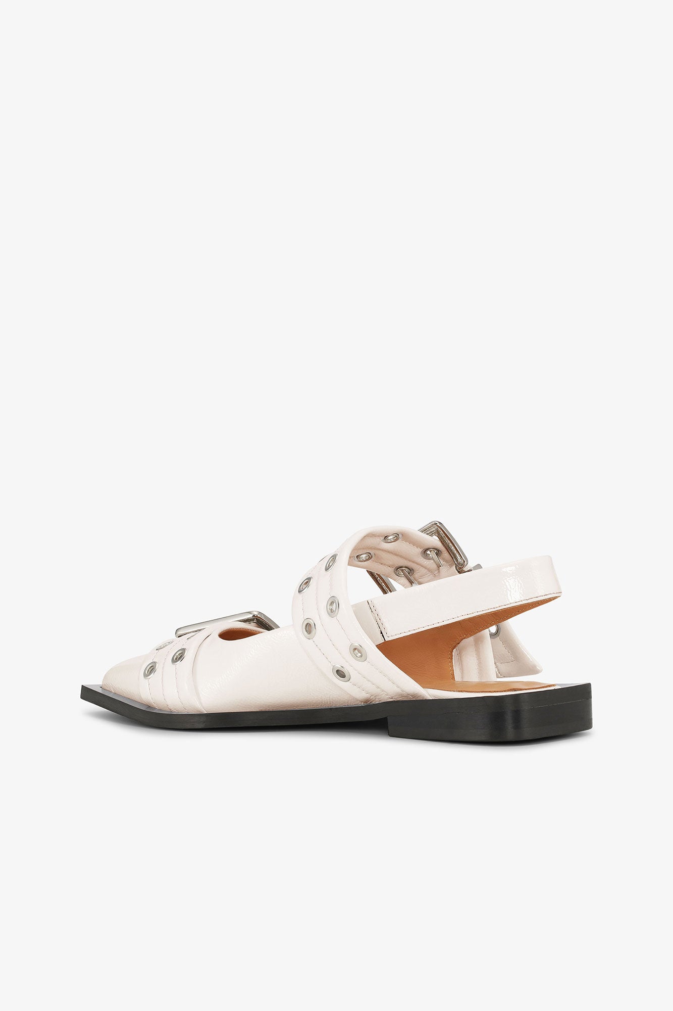 Feminine Buckle Ballerinas in Ivory | Egret