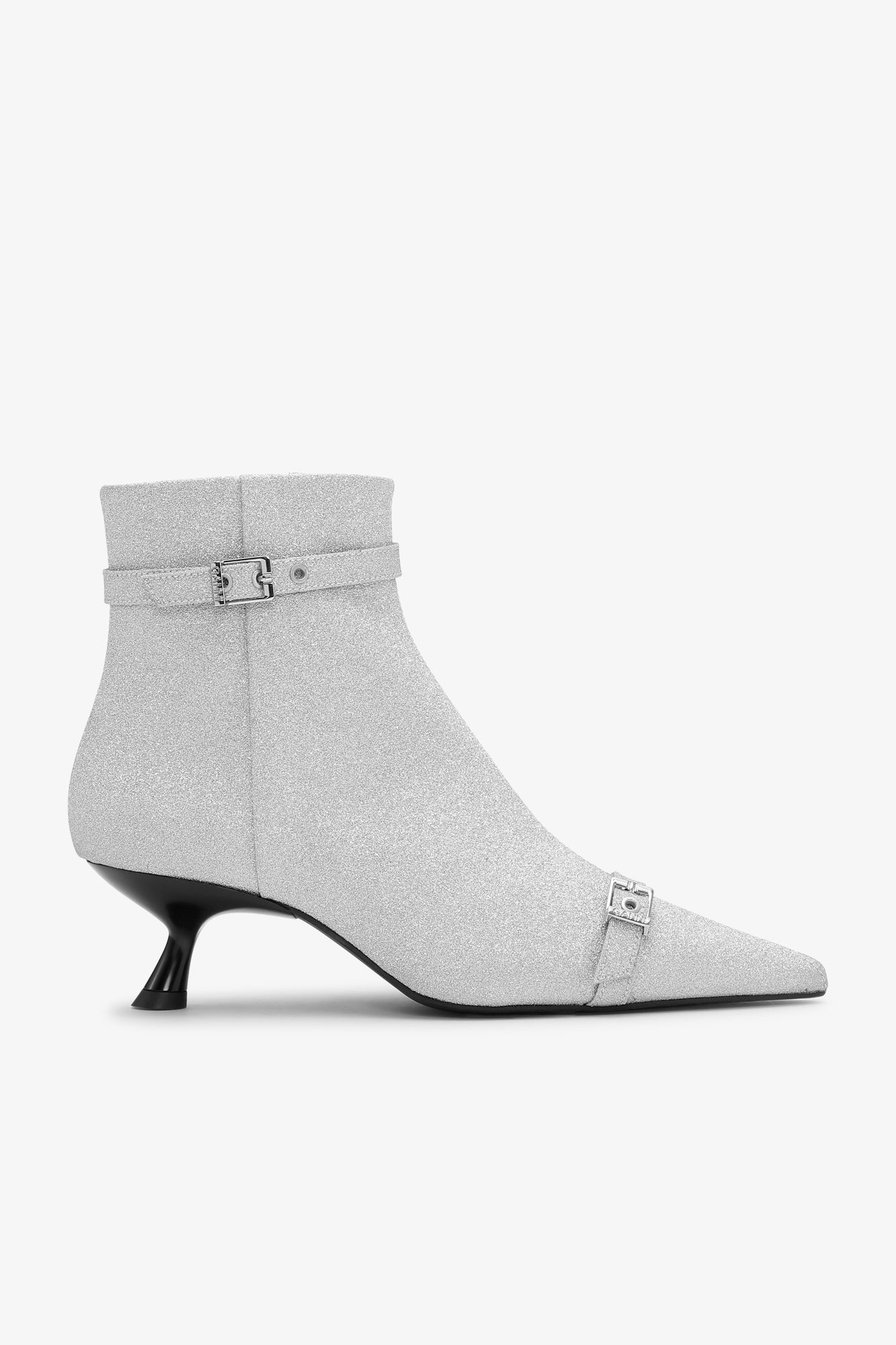 Eyelets Kitten Heel Boot Glitter | Silver