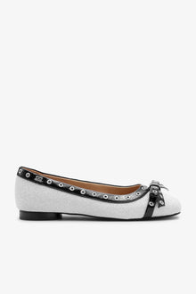 Eyelets Bow Ballerina Glitter | Silver