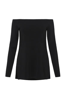 Obie Off Shoulder Knit Top | Black