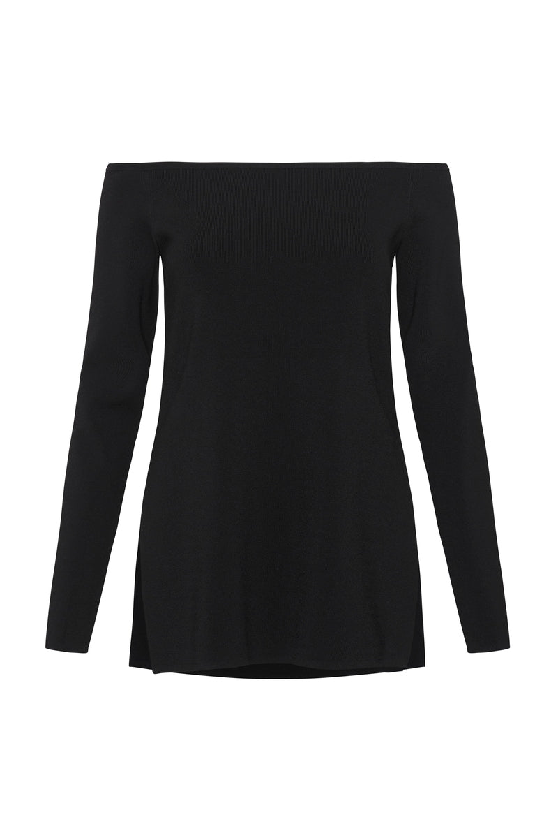 Obie Off Shoulder Knit Top | Black
