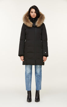 Salma Classic Down Coat With Removable Natural Fur | Black