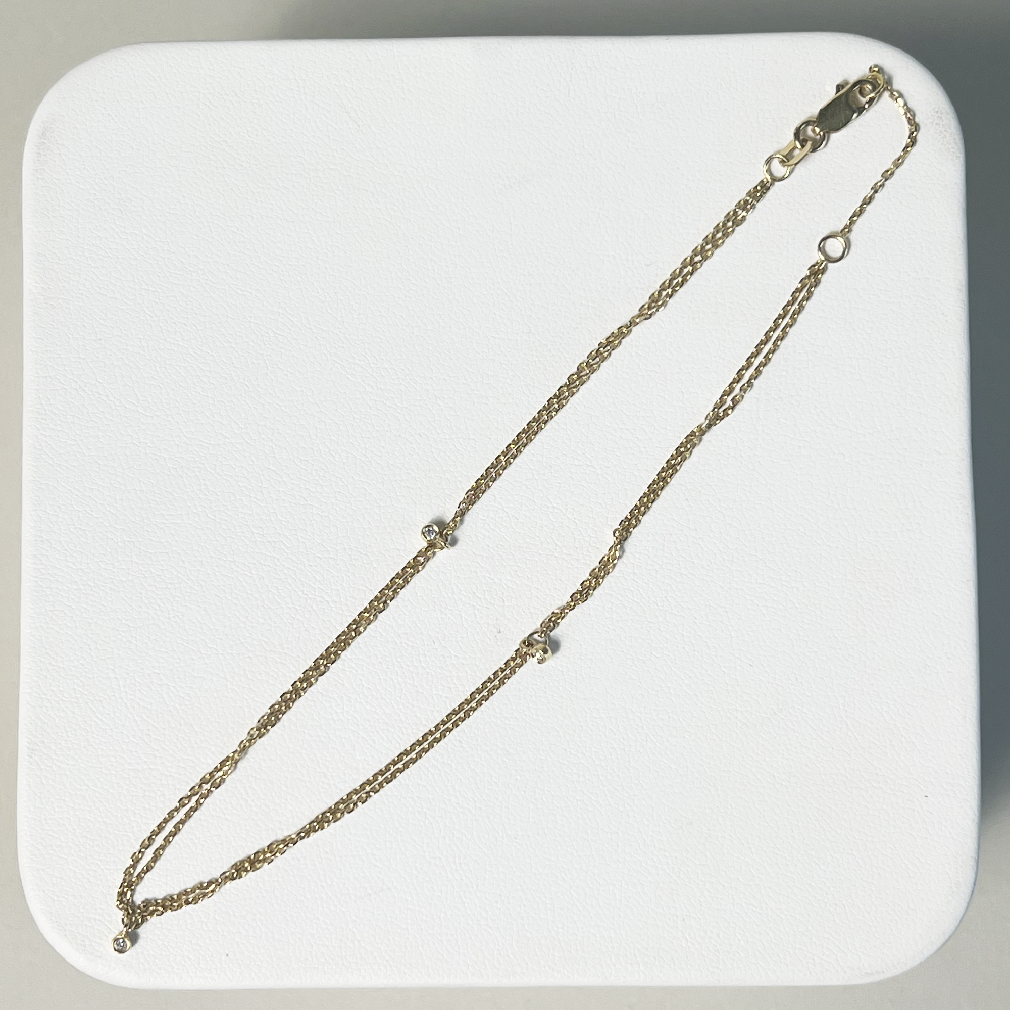 Double Diamond Strand Anklet | 14K Yellow Gold | 0.05 CTW (Approx) White Diamond
