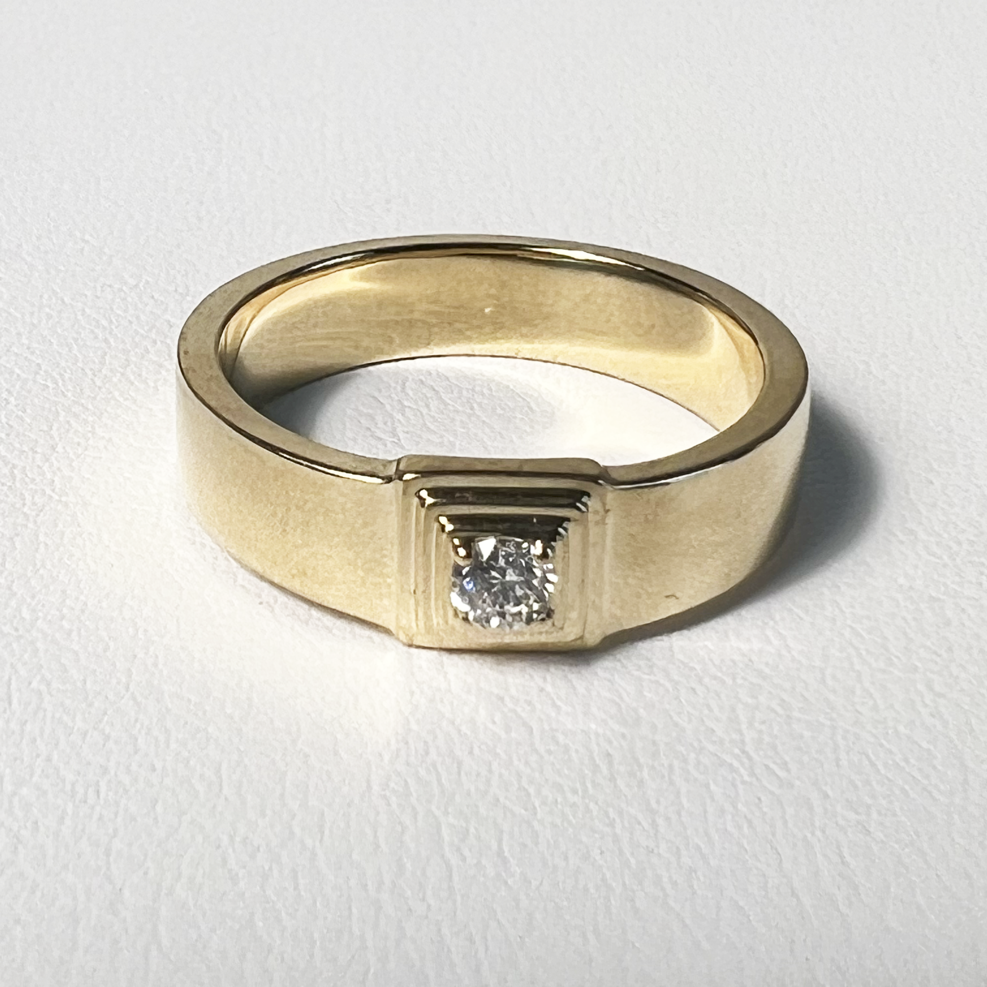 Art Deco Diamond Box Ring | 14K Yellow Gold | 0.097 CTW (Approx) White Diamond