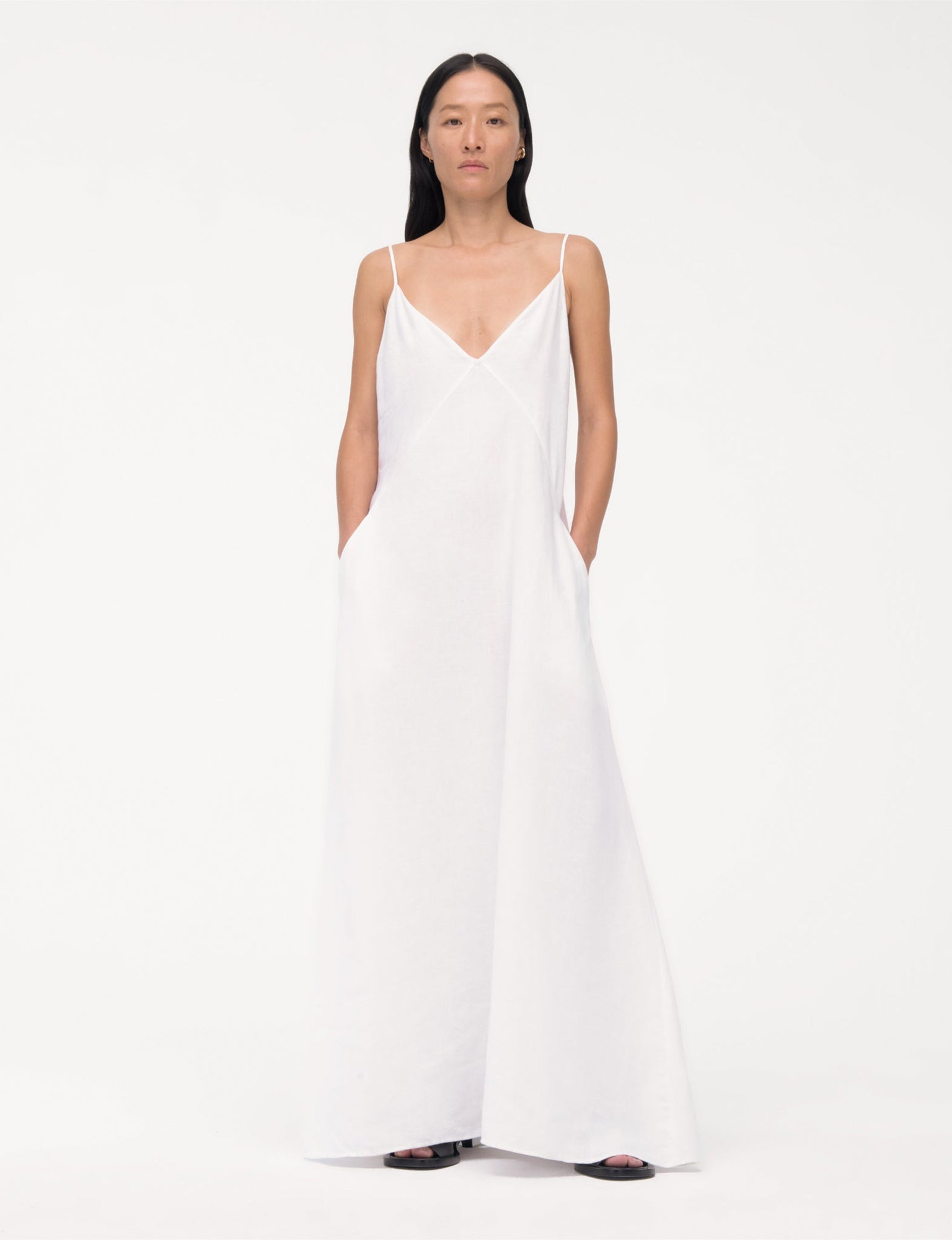 Women | Seamed Slip Dress | White