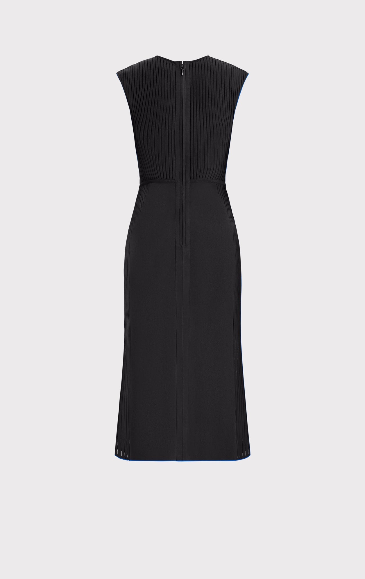 Sheer Fluted Stripe Flare Midi Dress | Black