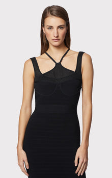 Gathered Bustier Halter Gown | Black