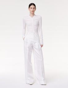 Women | Shirred Long Sleeve Top | Off White