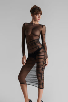 Long sleeves midi dress - Nuit Fauve | Tawny