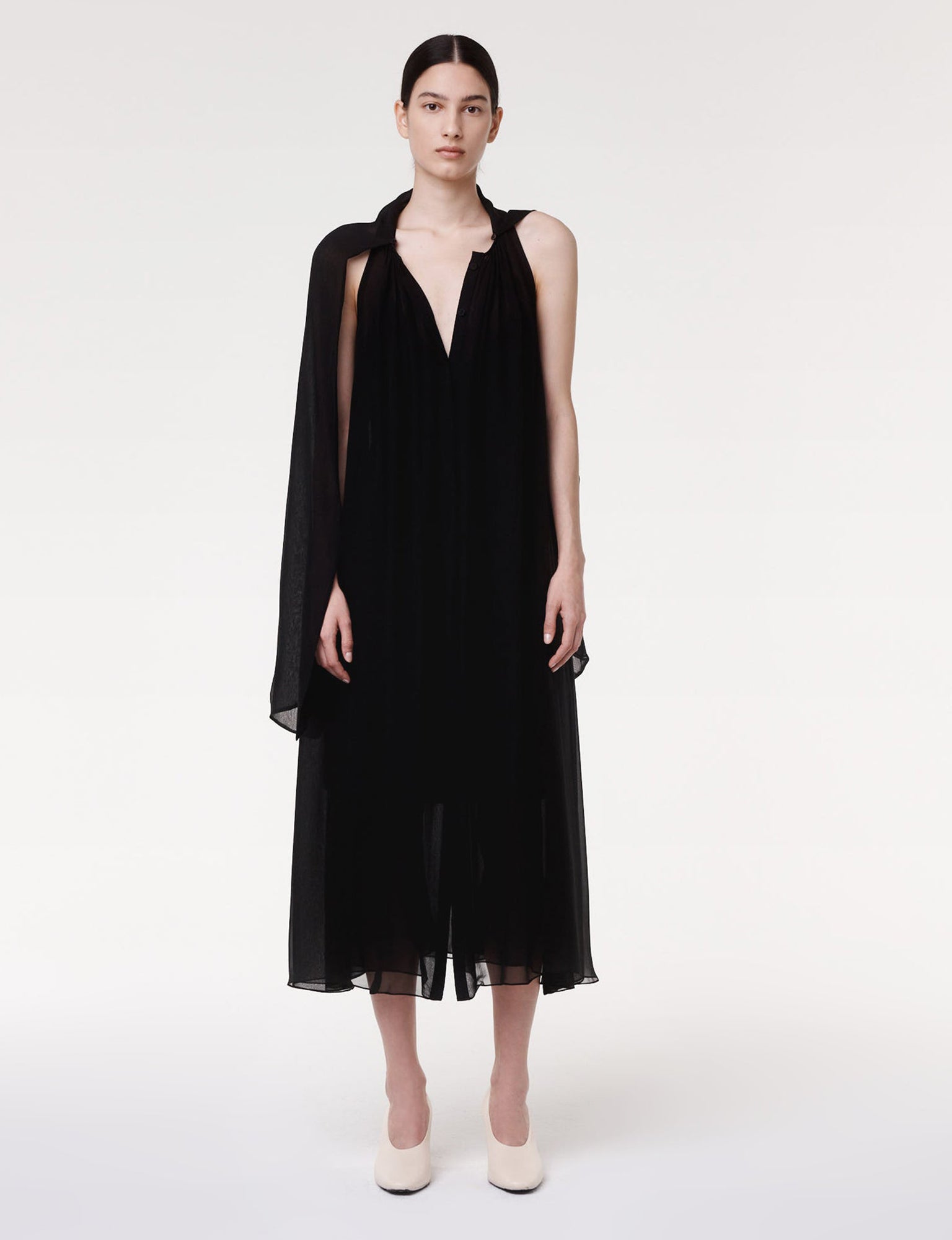 Women | Silk Chiffon Scarf Dress | Black