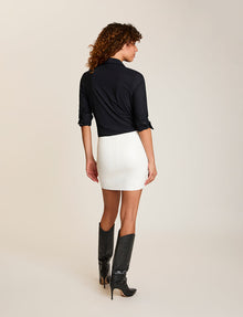 Faux Leather Micro-Mini Skirt::White::Back
