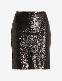Sequin Mini Skirt::Black::Main