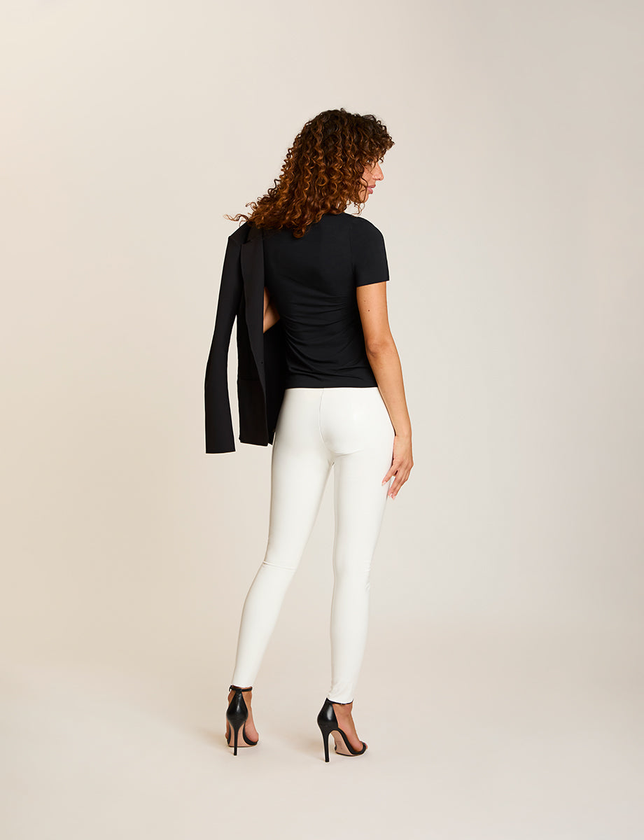 Faux Patent Leather Legging::White::