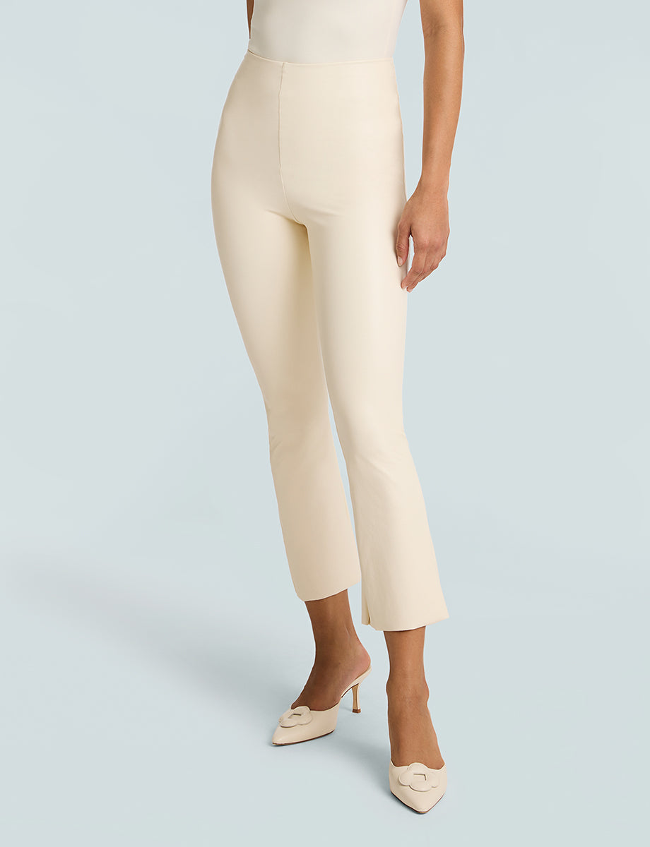 Faux Leather Crop Flare::Ivory::