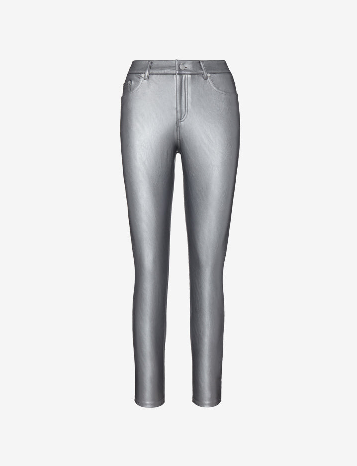 Faux Leather Five Pocket Pant::Platinum::Main