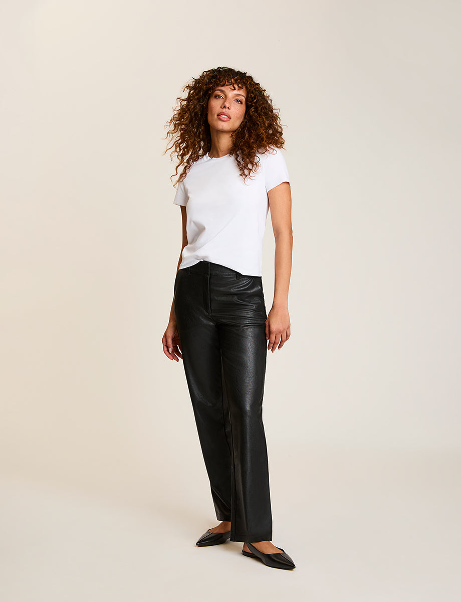 Faux Leather Trouser::Black::