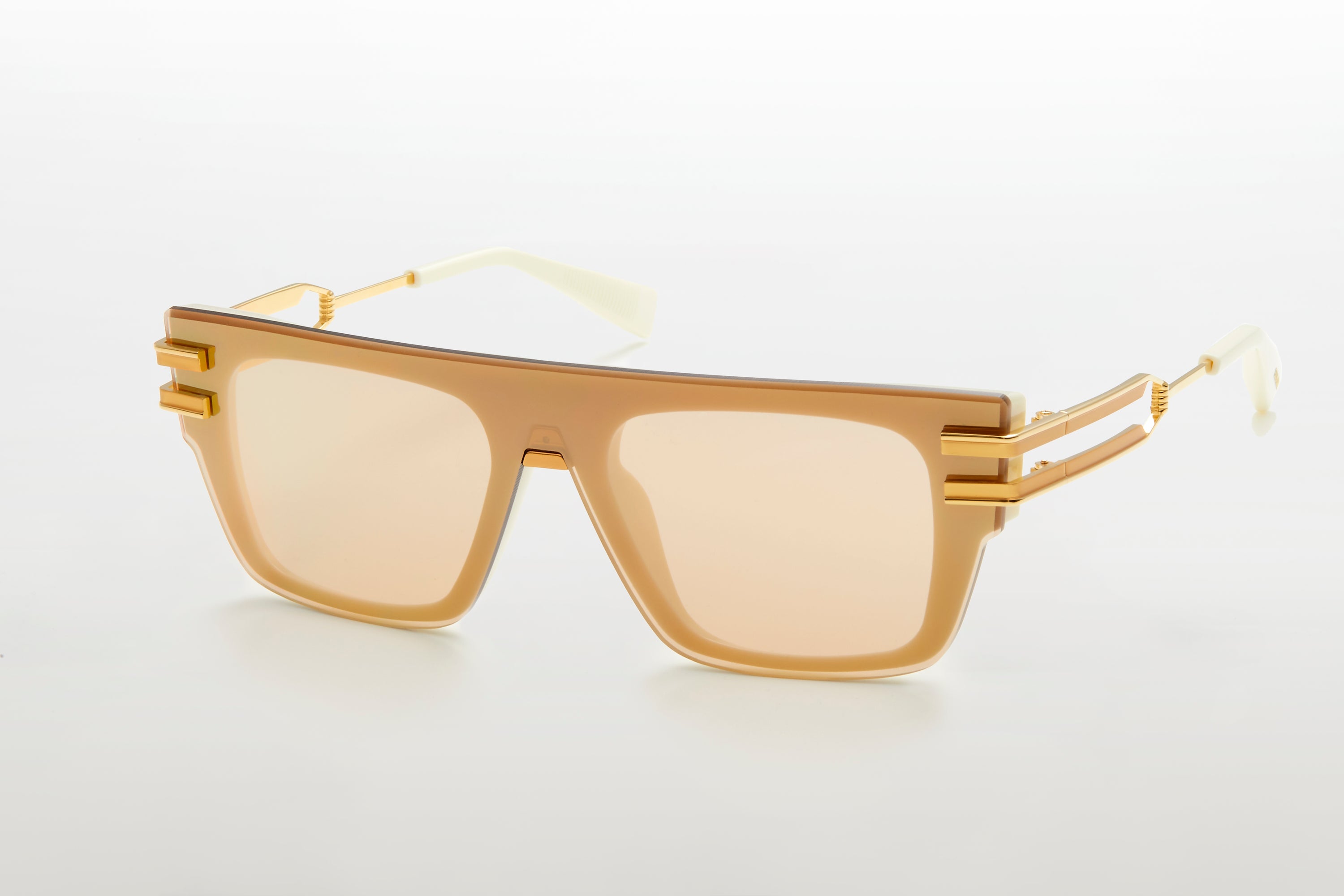 Mens | Soldat Sunglass | Bone - Gold | Dark Brown w/ Rose Gold Mirror