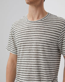 Mens | Chad Linen Tee | Heather Grey/White