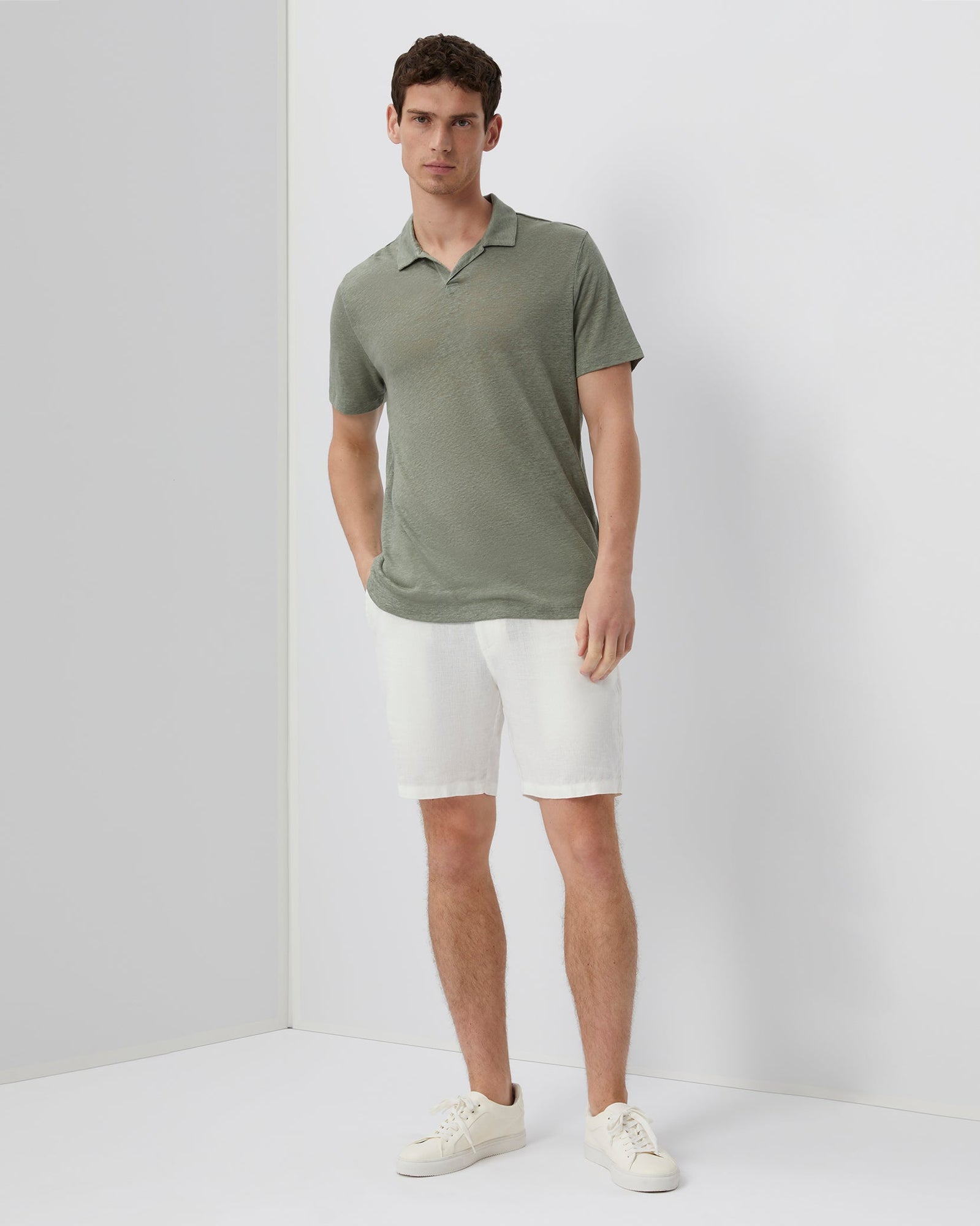 Mens | Shaun Linen Polo | Sage