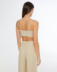 Womens | Air Linen Foldover Cropped Top | Jute