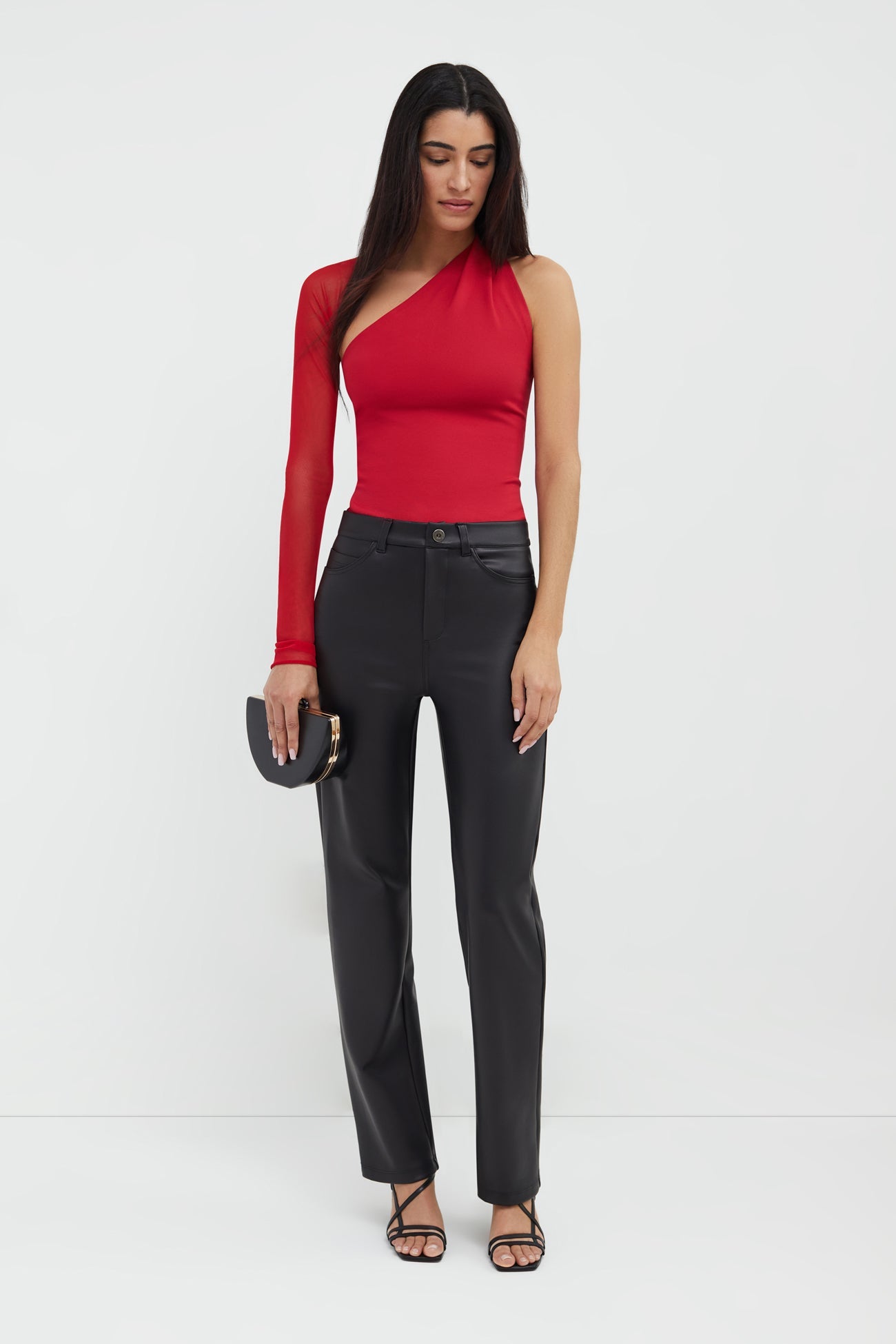 Manhattan Mesh Sleeve Top | Red Mesh
