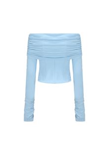 Micaela Off Shoulder Top | Blue