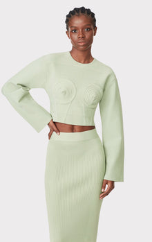 Milano Long Sleeve Bandage Top With Molded Cups | Laurel