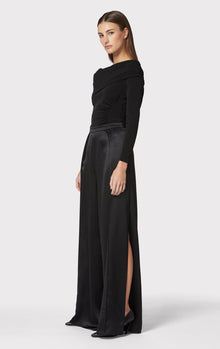 Icon High Waist Silk Wide Leg Pants | Black