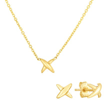 14k recycled gold Stitch Necklace with gold stitch studs on a white background