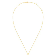 14k recycled gold Stitch Necklace with lobster clasp with extendable jump rings on a white background