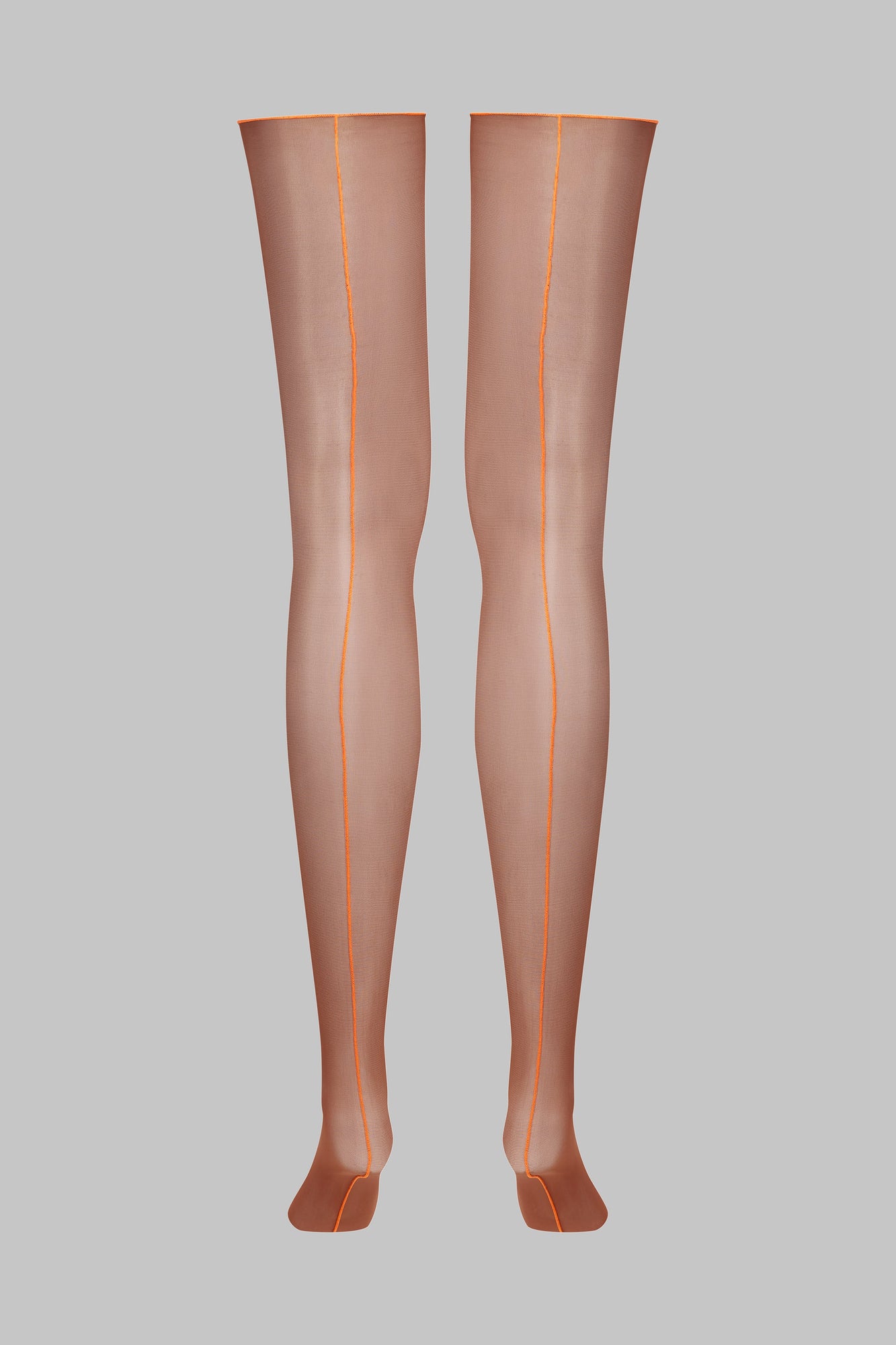 Cut and curled neon seamed stockings - 20D | Brown