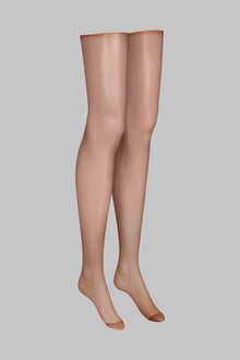 Cut and curled neon seamed stockings - 20D | Brown